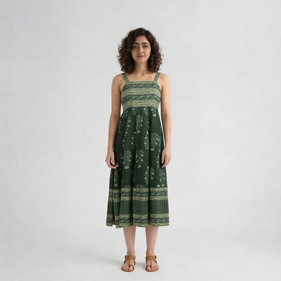 Printed Strappy Tiered Dress