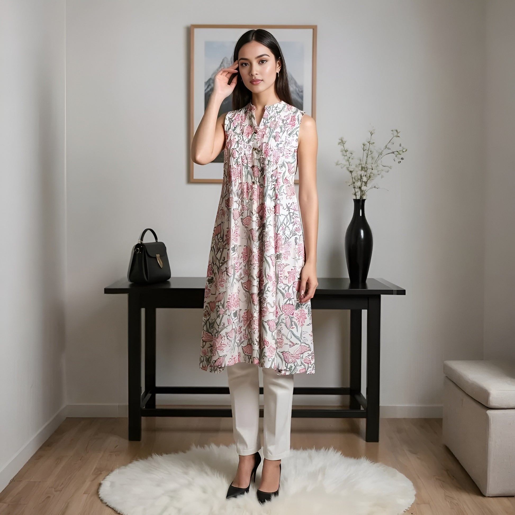 Printed Cotton Flared Kurta