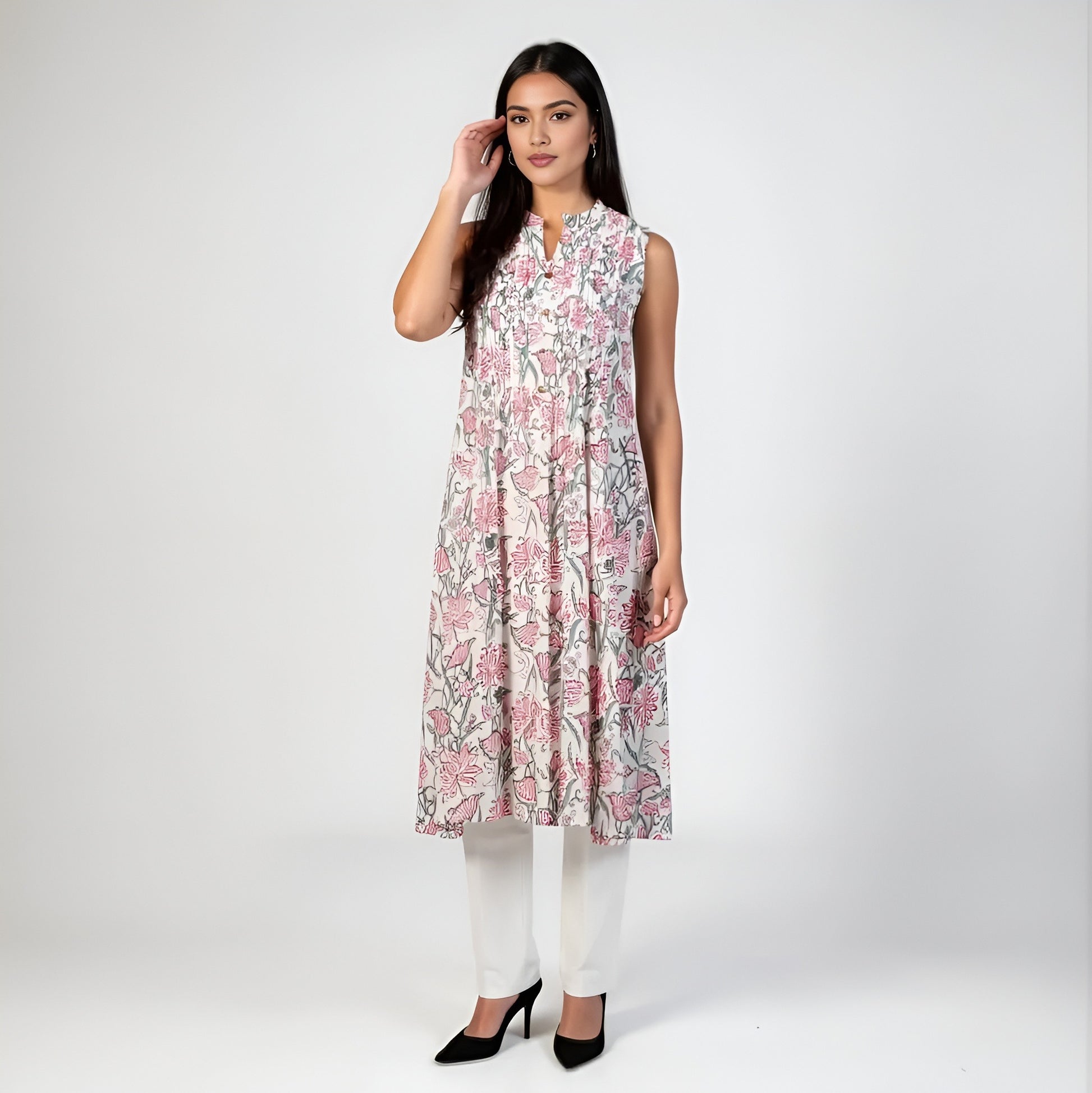 Printed Cotton Flared Kurta