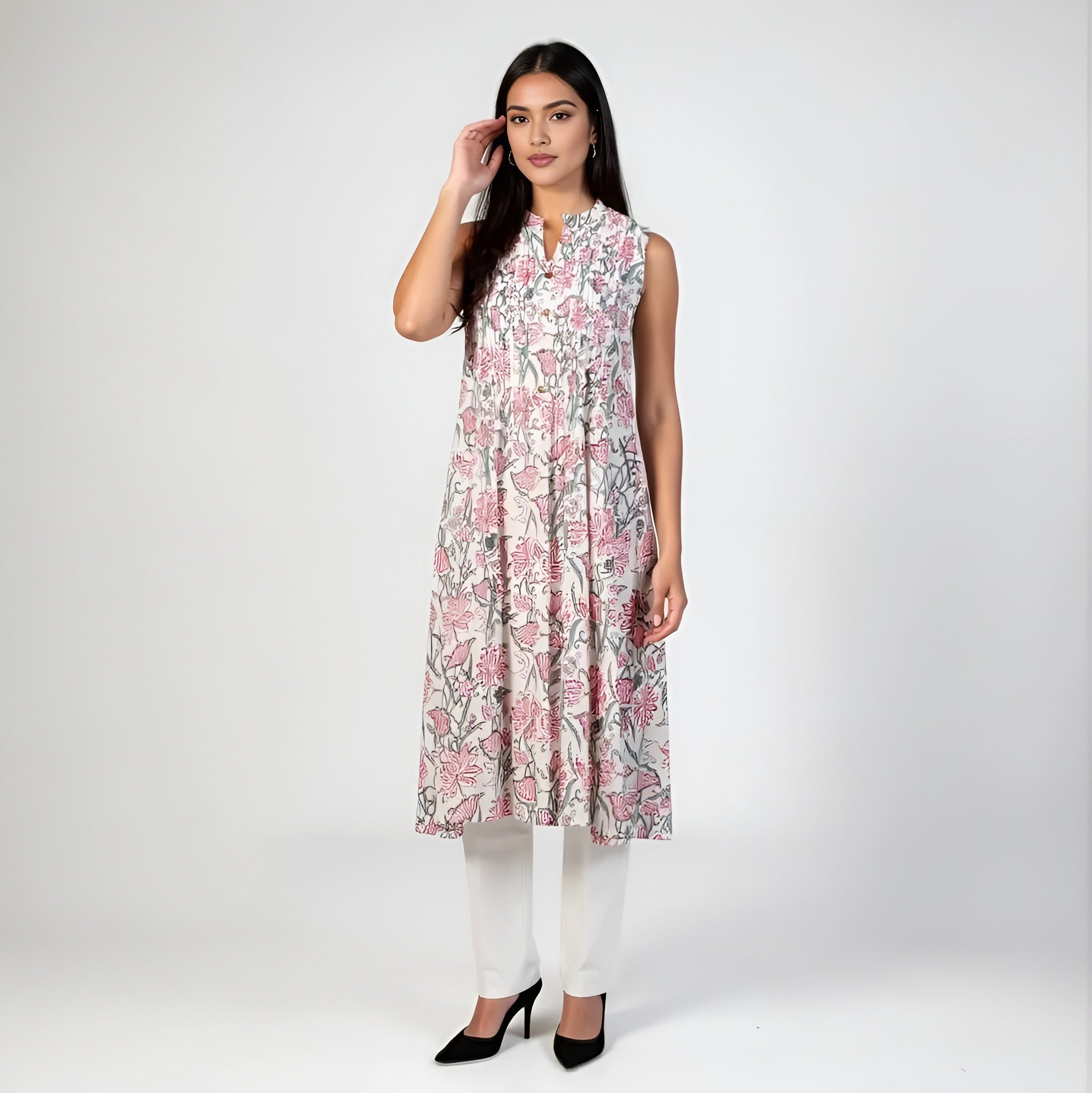 Printed Cotton Flared Kurta