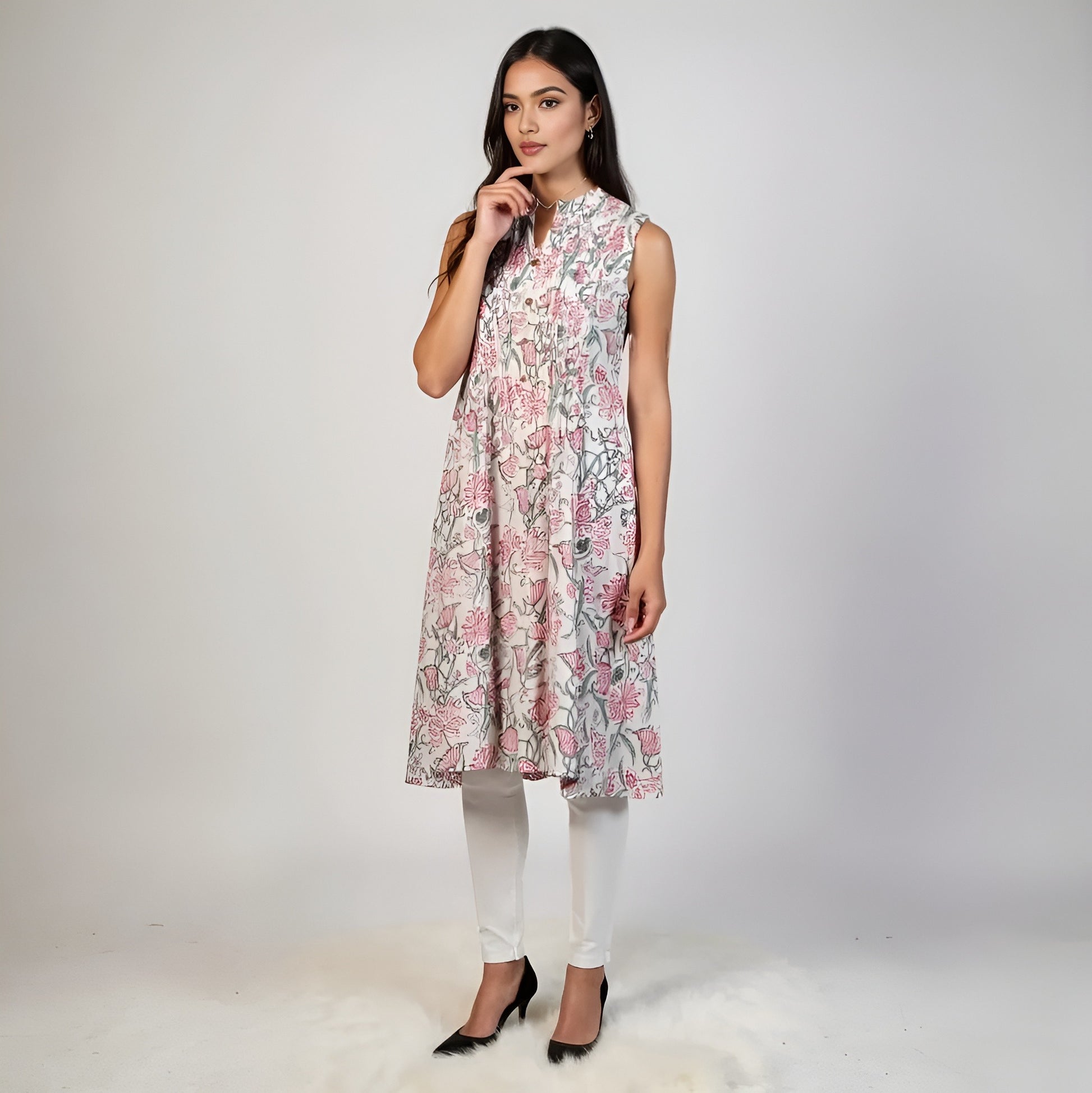 Printed Cotton Flared Kurta
