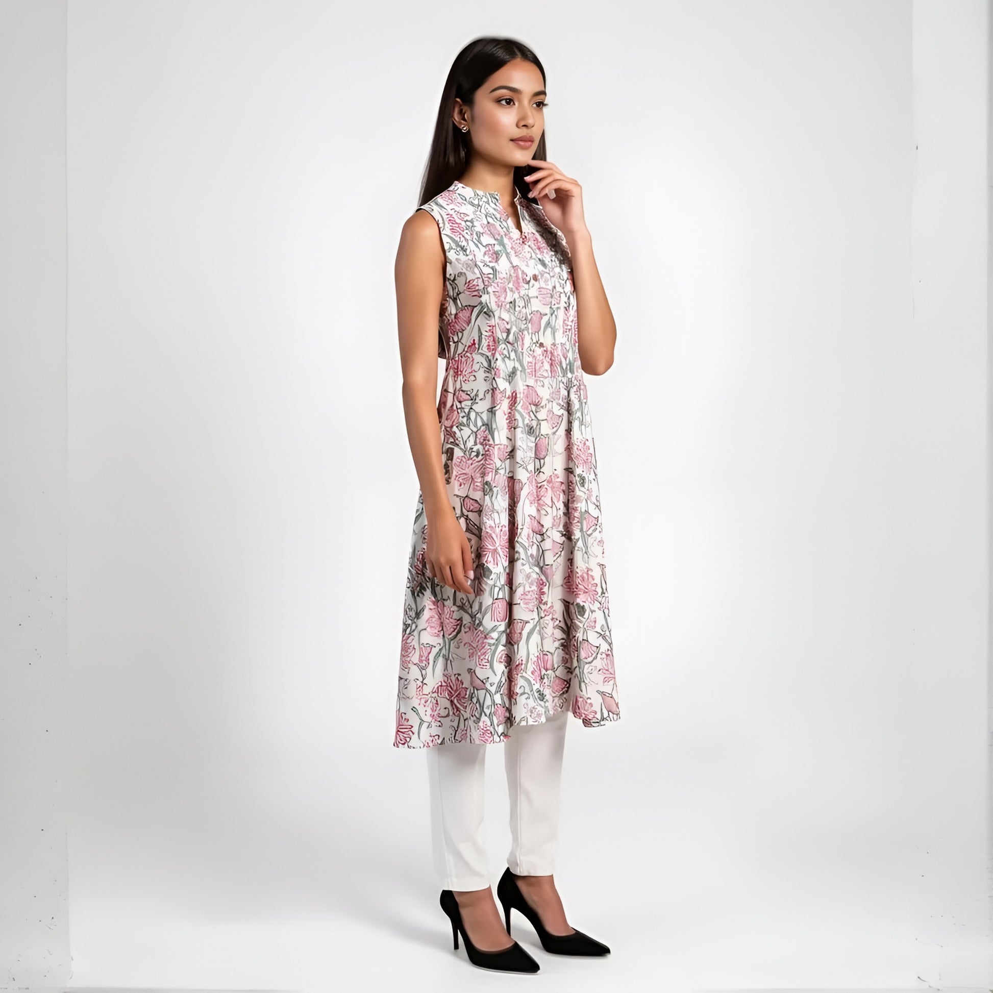 Printed Cotton Flared Kurta