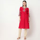 V-Neck Embroidered Kurta
