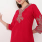 V-Neck Embroidered Kurta