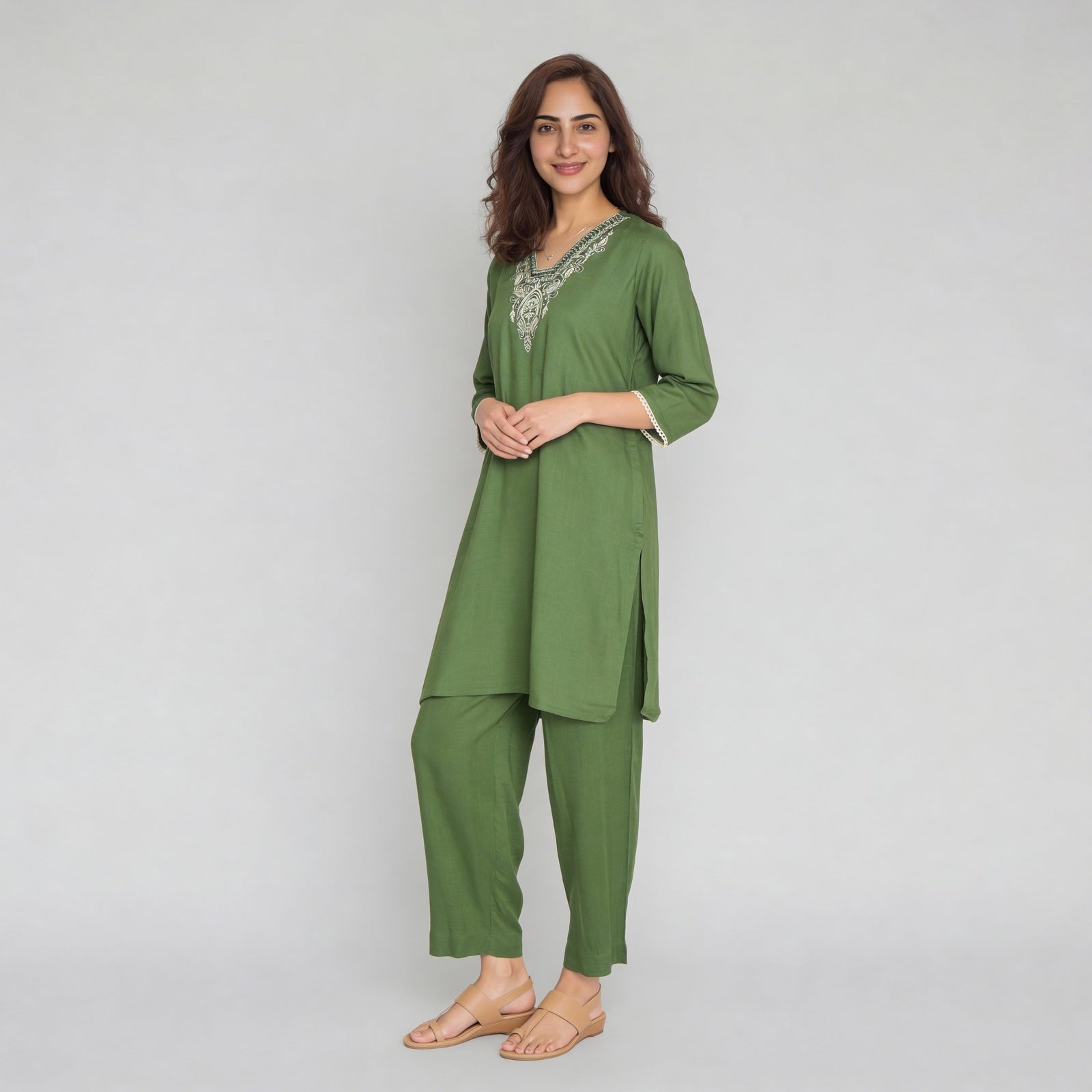 V-Neck Straight Kurta