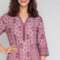 Cotton Printed V-Neck Kalidar Kurta