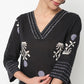 Cotton Printed V-Neck Straight Kurta
