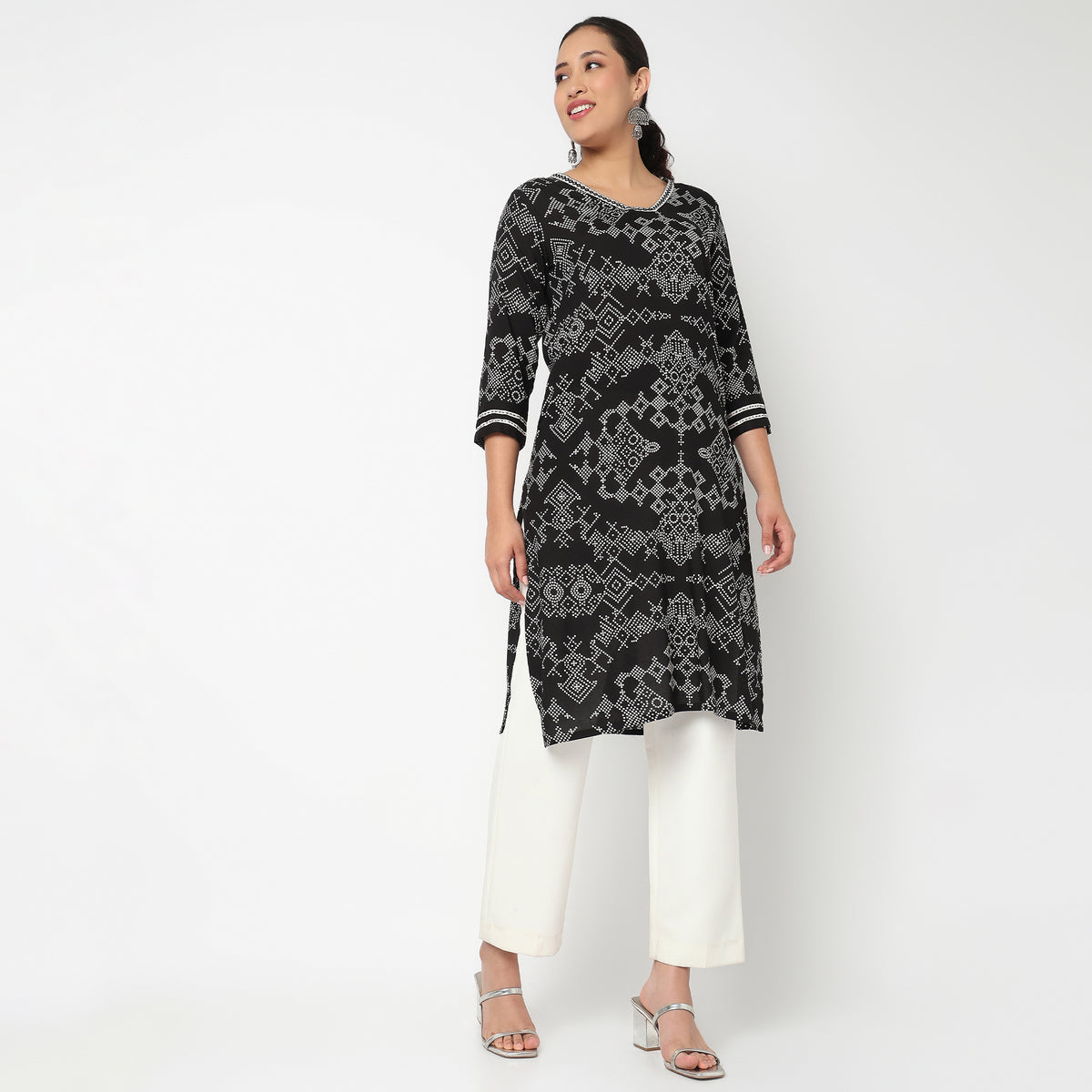 V Neck Printed Kurta