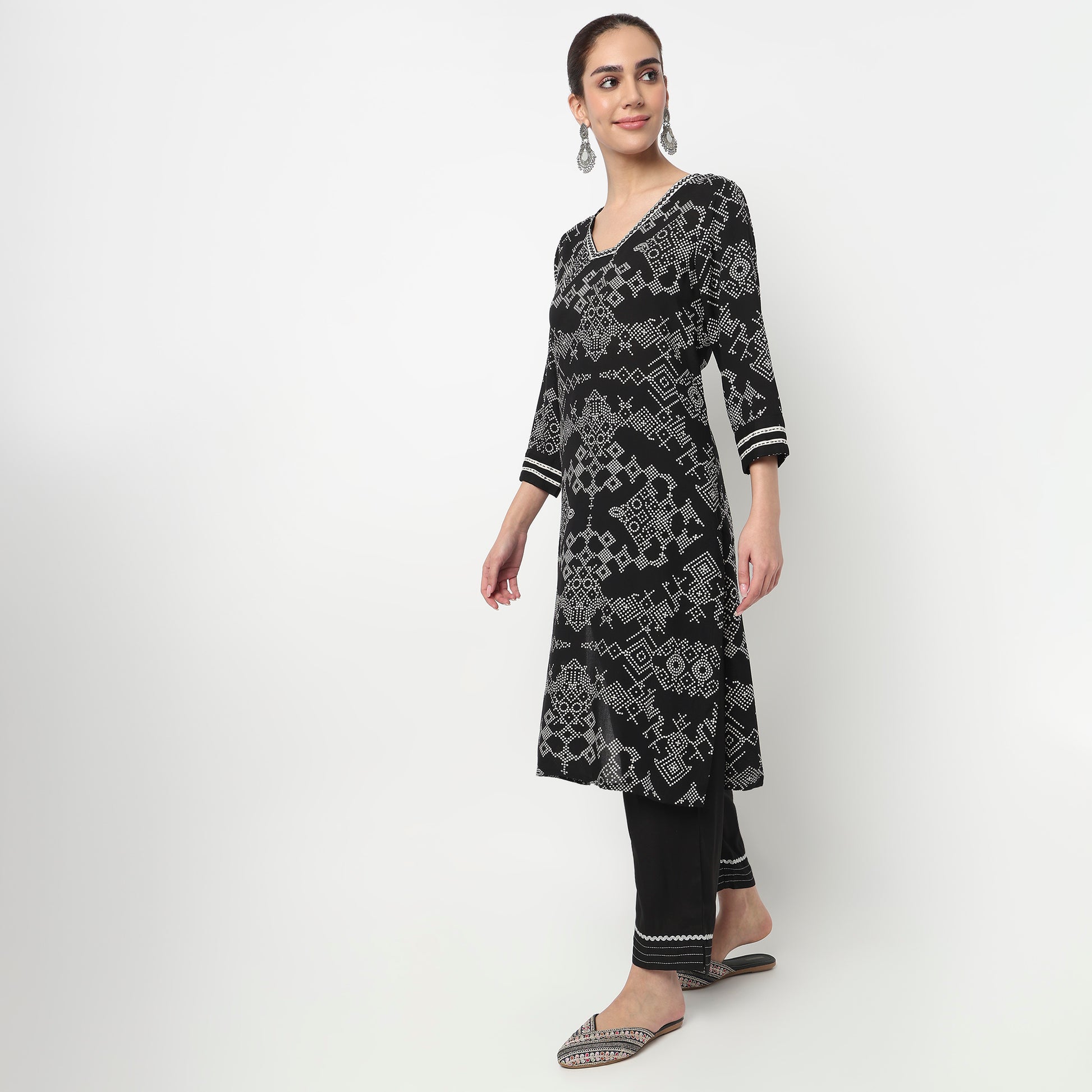 V Neck Printed Kurta