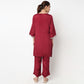 V-Neck Embellished Straight Kurta