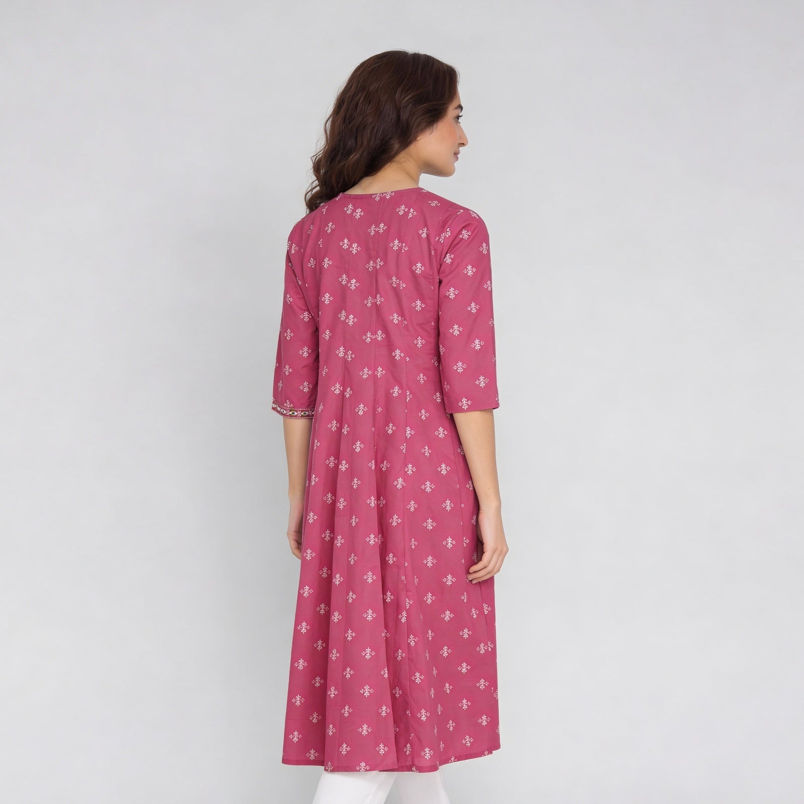 Cotton Printed Three-Fourth Sleeve Kurta