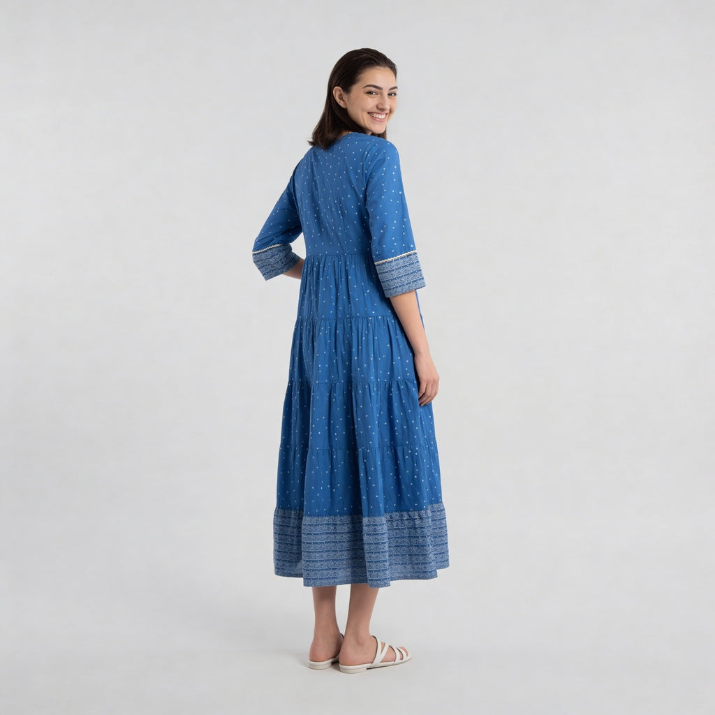 Cotton Printed Tired Jacket Style Kurta