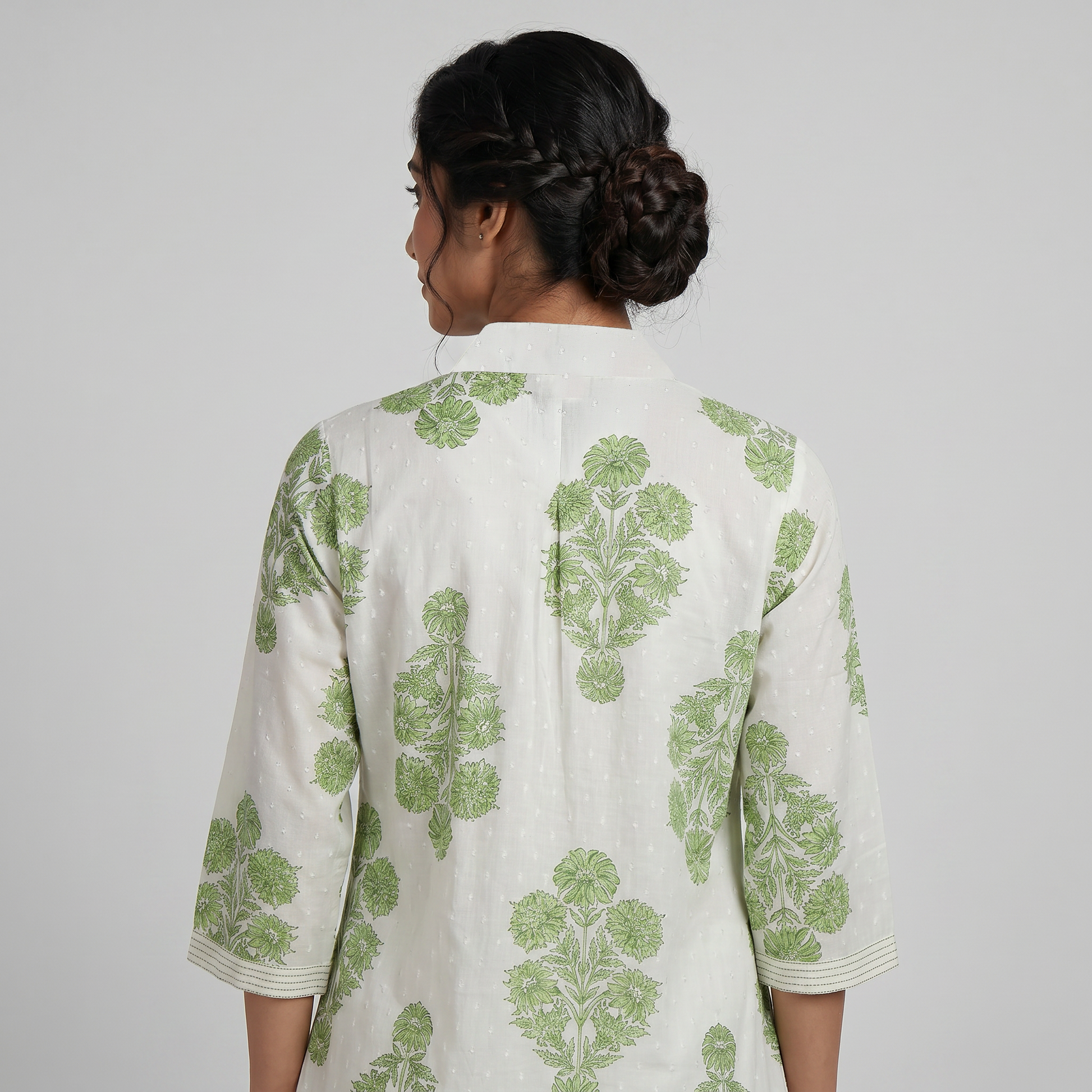 Cotton Printed V-Neck Kurta