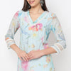 Printed V-Neck Straight Kurta