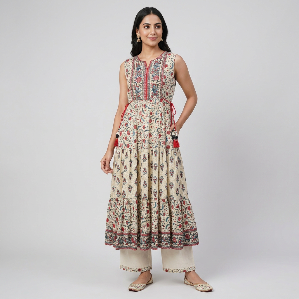 Cotton Printed Flared Kurta