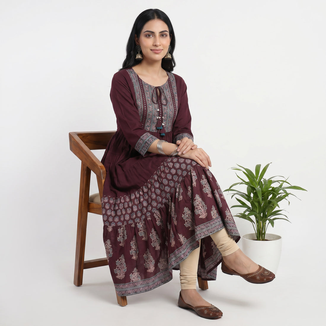 Cotton Printed Tiered Kurta