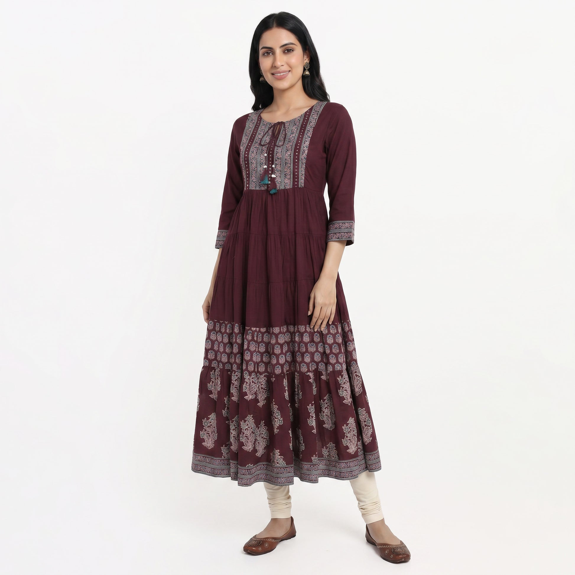 Cotton Printed Tiered Kurta