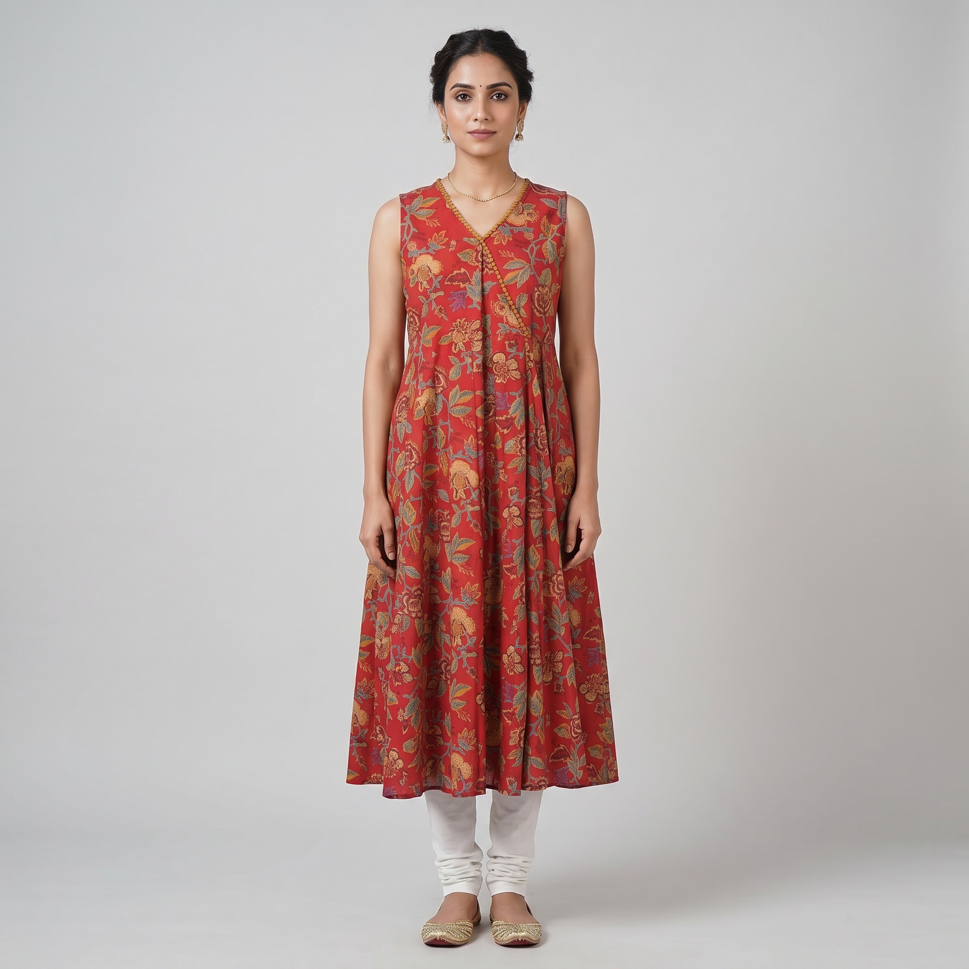Printed V-Neck Kurta