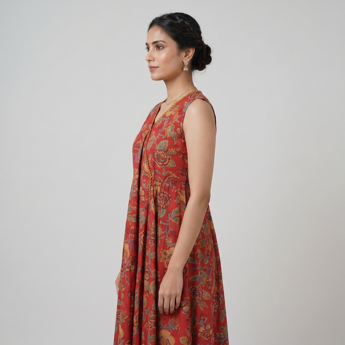 Printed V-Neck Kurta