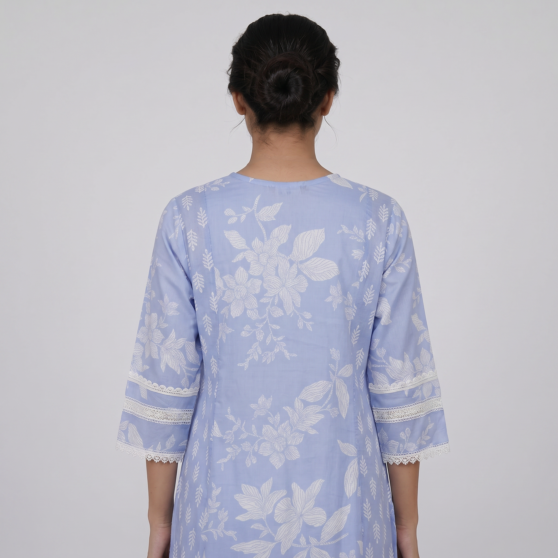 Cotton Printed V-Neck Flared Kurta
