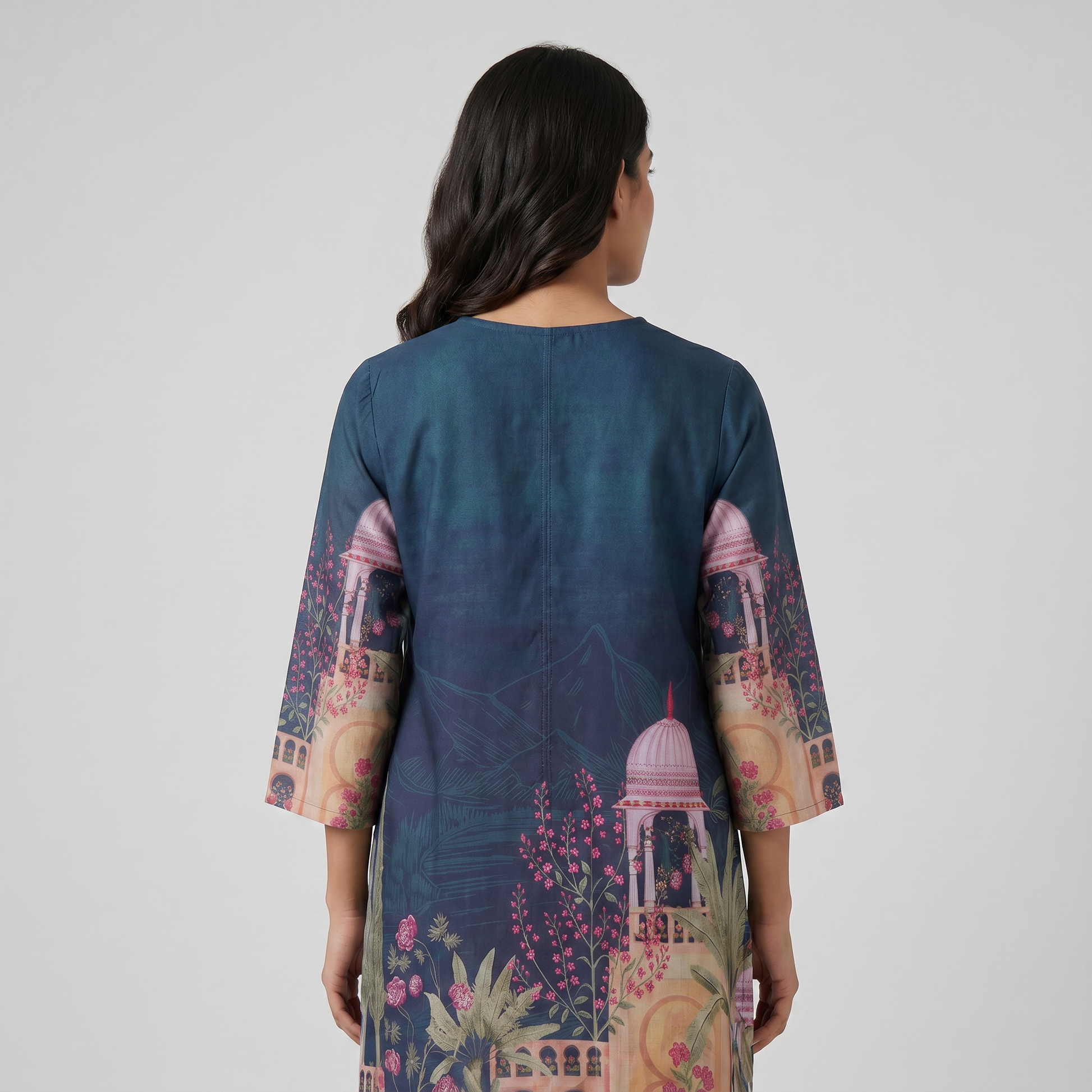 Cotton Printed V-Neck Kurta