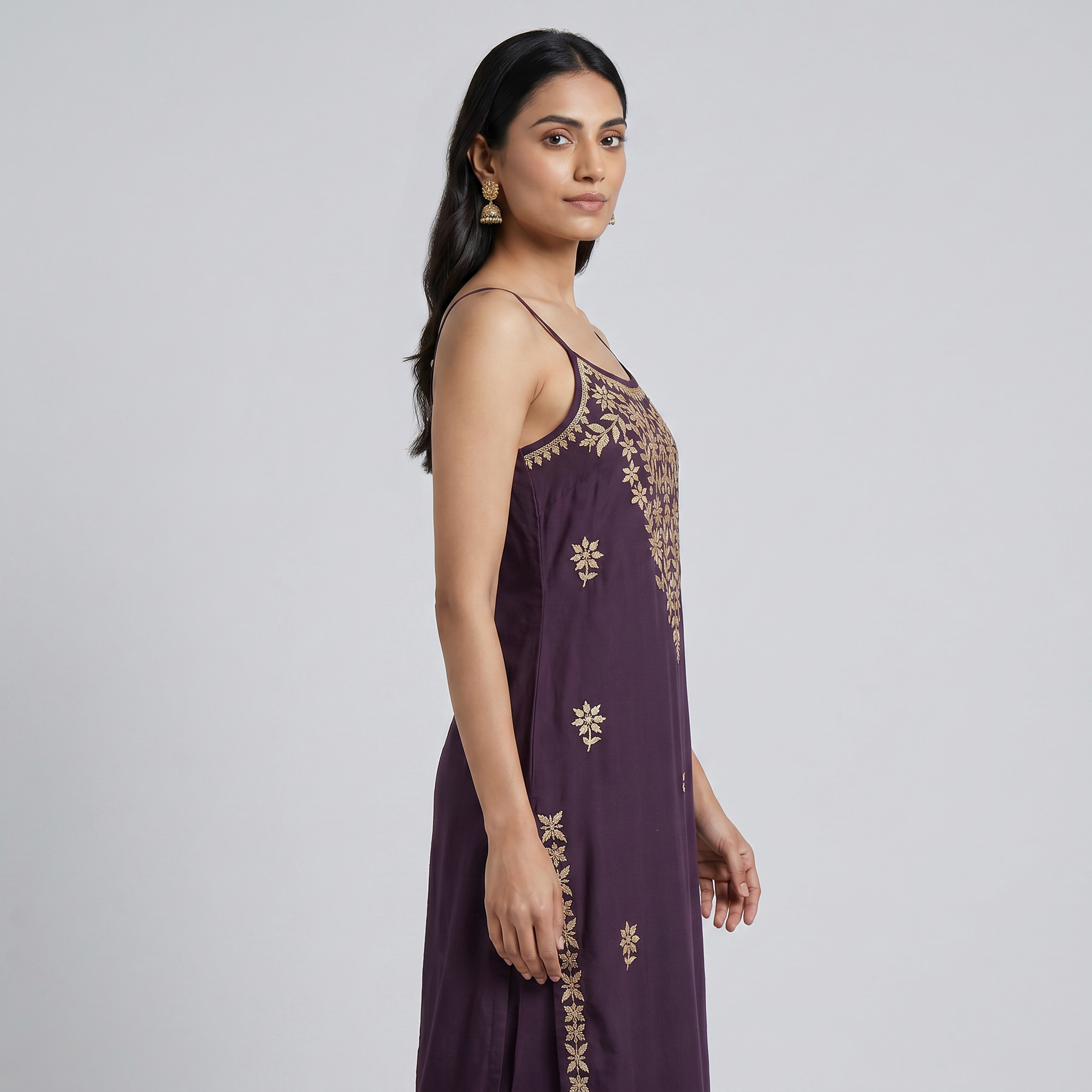 Embroidered Boat Neck Straight Kurta