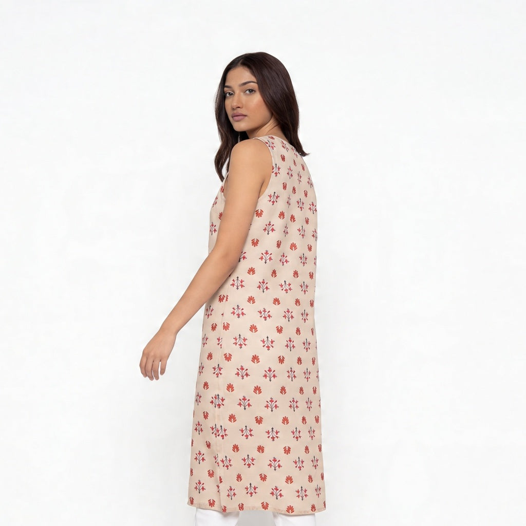V-Neck Embroidered Kurta