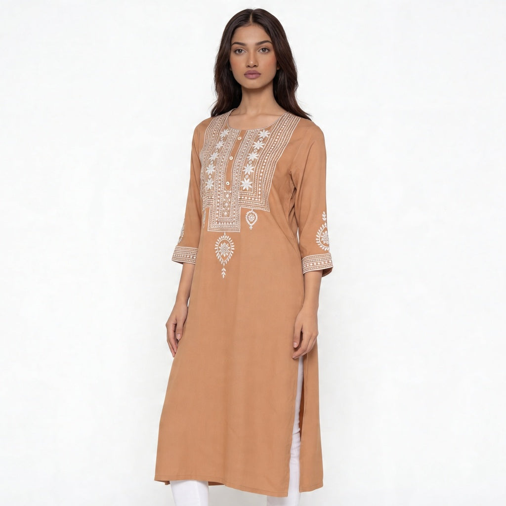 Embroidered Straight Kurta