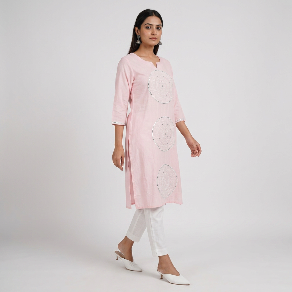 Cotton Embellished Straight Kurta