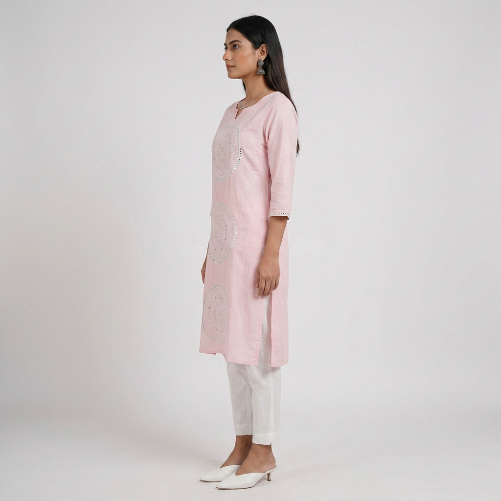 Cotton Embellished Straight Kurta