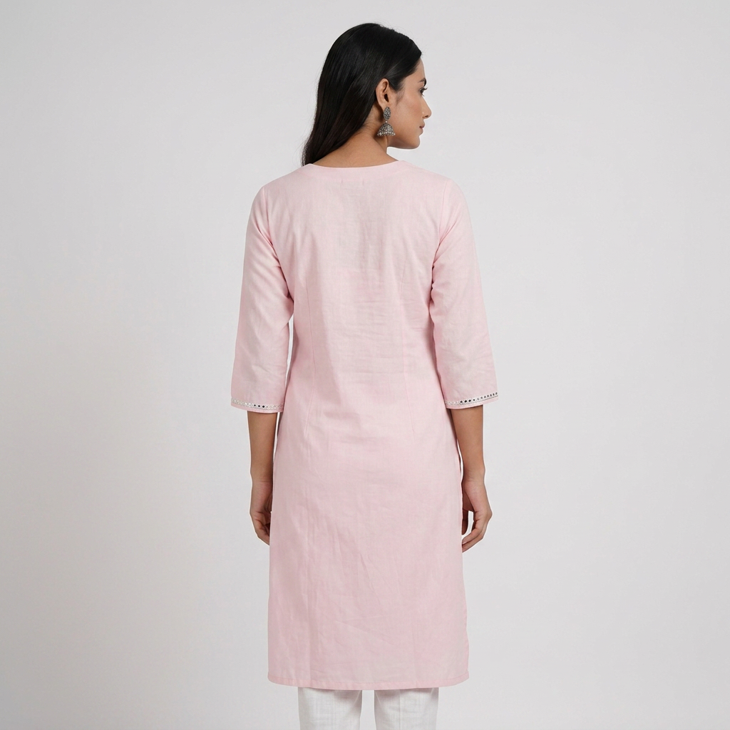 Cotton Embellished Straight Kurta