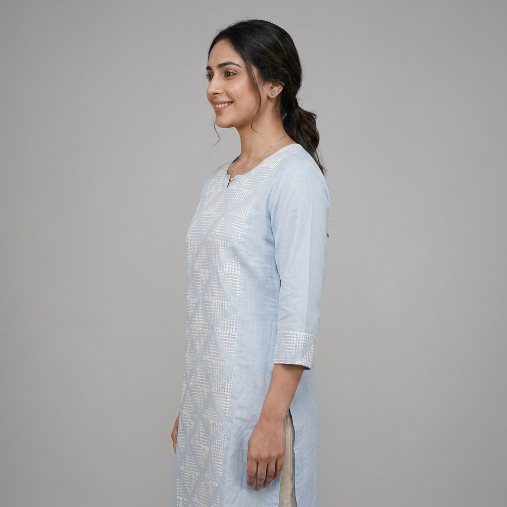 Cotton Embroidered Straight Kurta