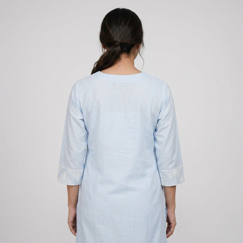 Cotton Embroidered Straight Kurta