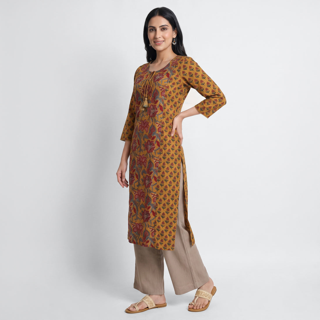 Cotton Printed Straight Kurta