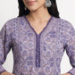 Cotton Printed V-Neck Kurta