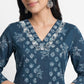 Cotton Printed V-Neck Kurta