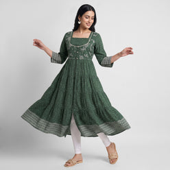 Cotton Printed Flared Kurta