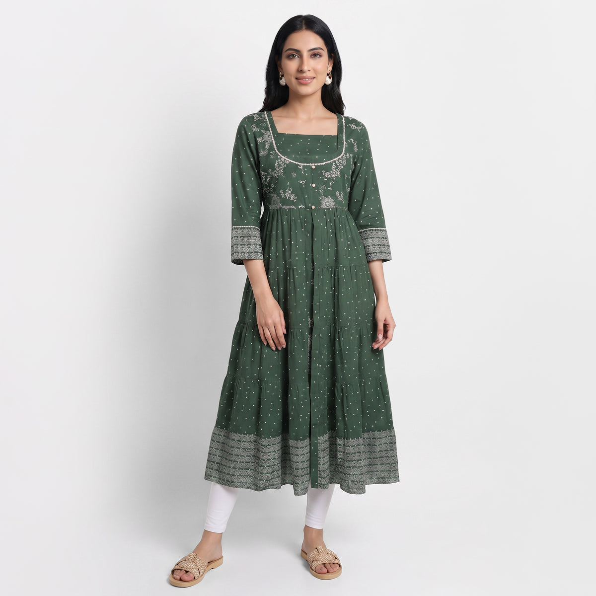 Cotton Printed Flared Kurta