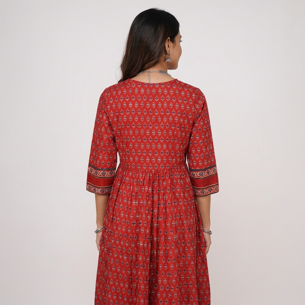 Cotton Printed Flared Dress