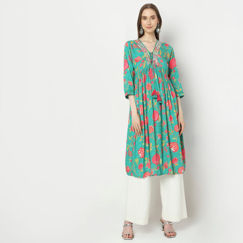 Flare Fit Printed Kurta