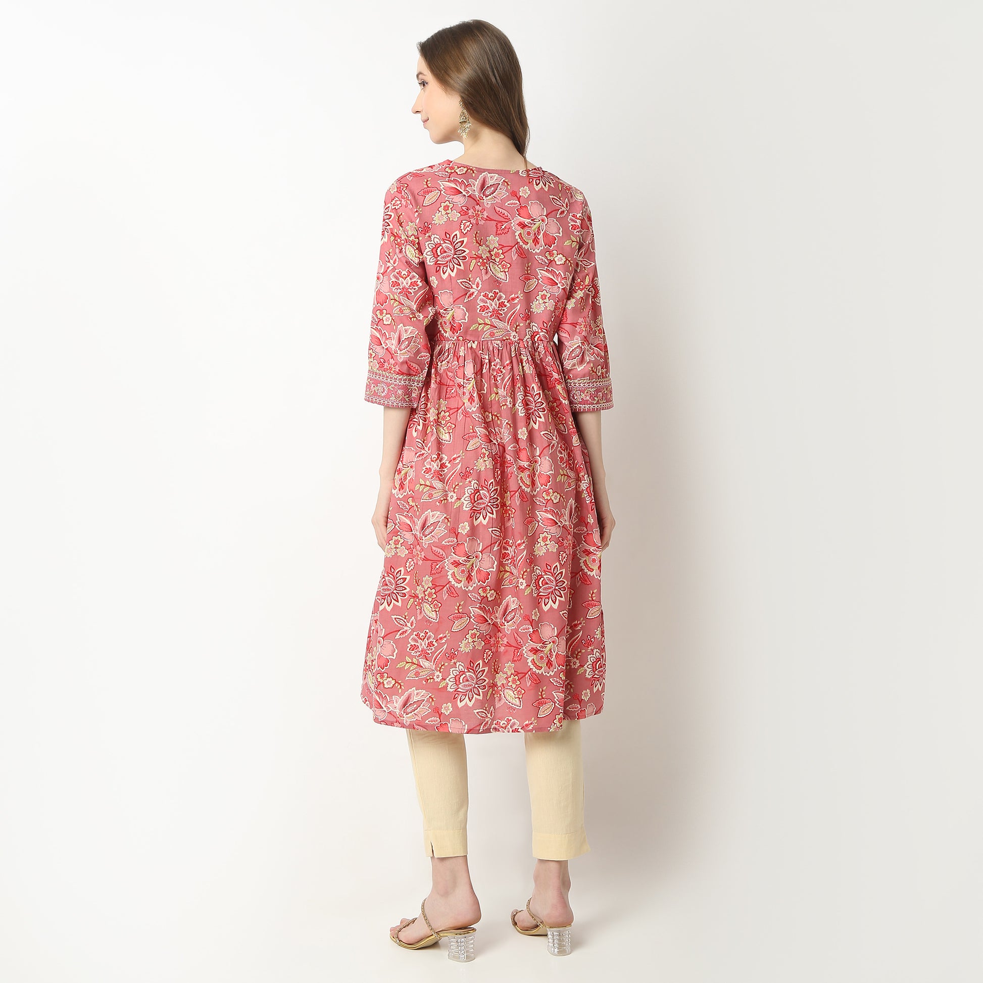 Flare Fit Printed V-Neck Kurta