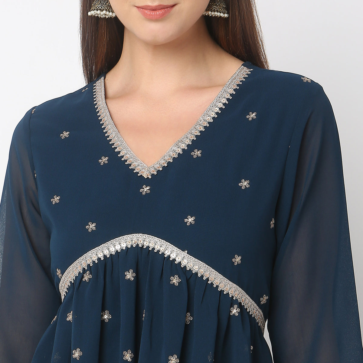 Flare Fit Embellished Kurta