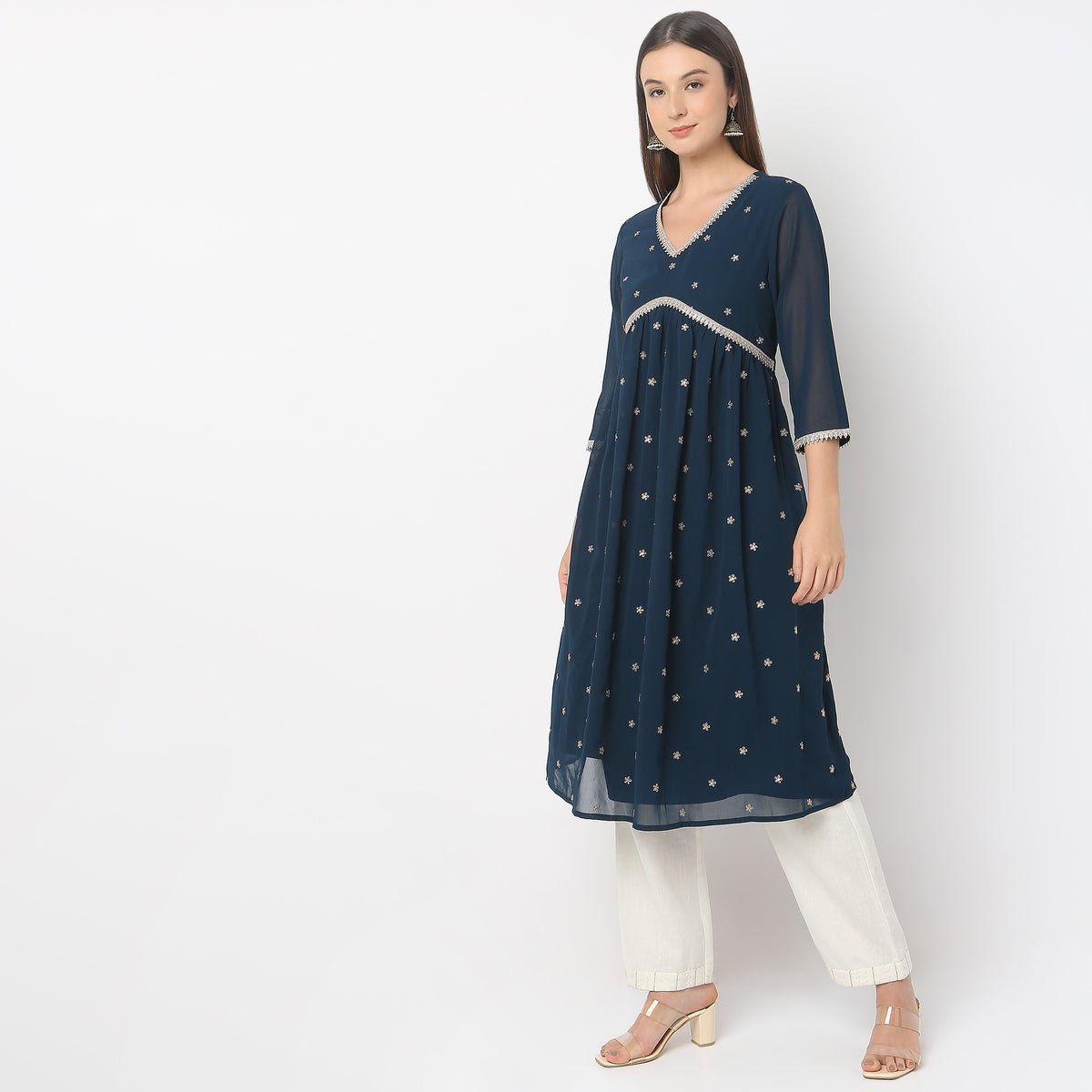 Flare Fit Embellished Kurta