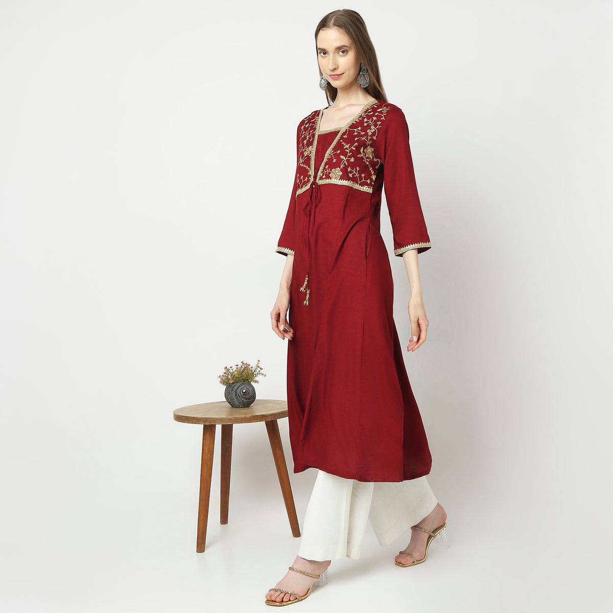 Flare Fit Embellished Kurta