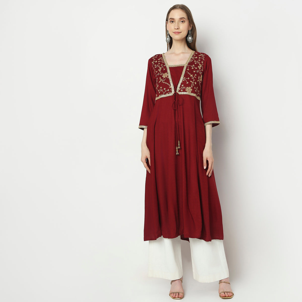 Flare Fit Embellished Kurta