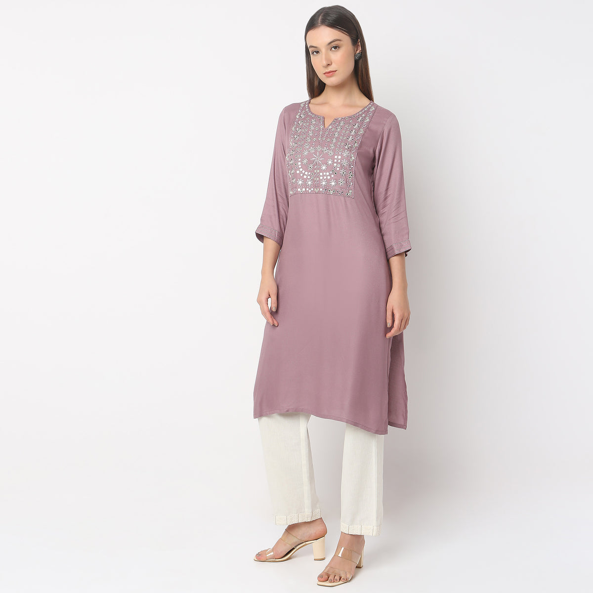 Flare Fit Embroidered Kurta