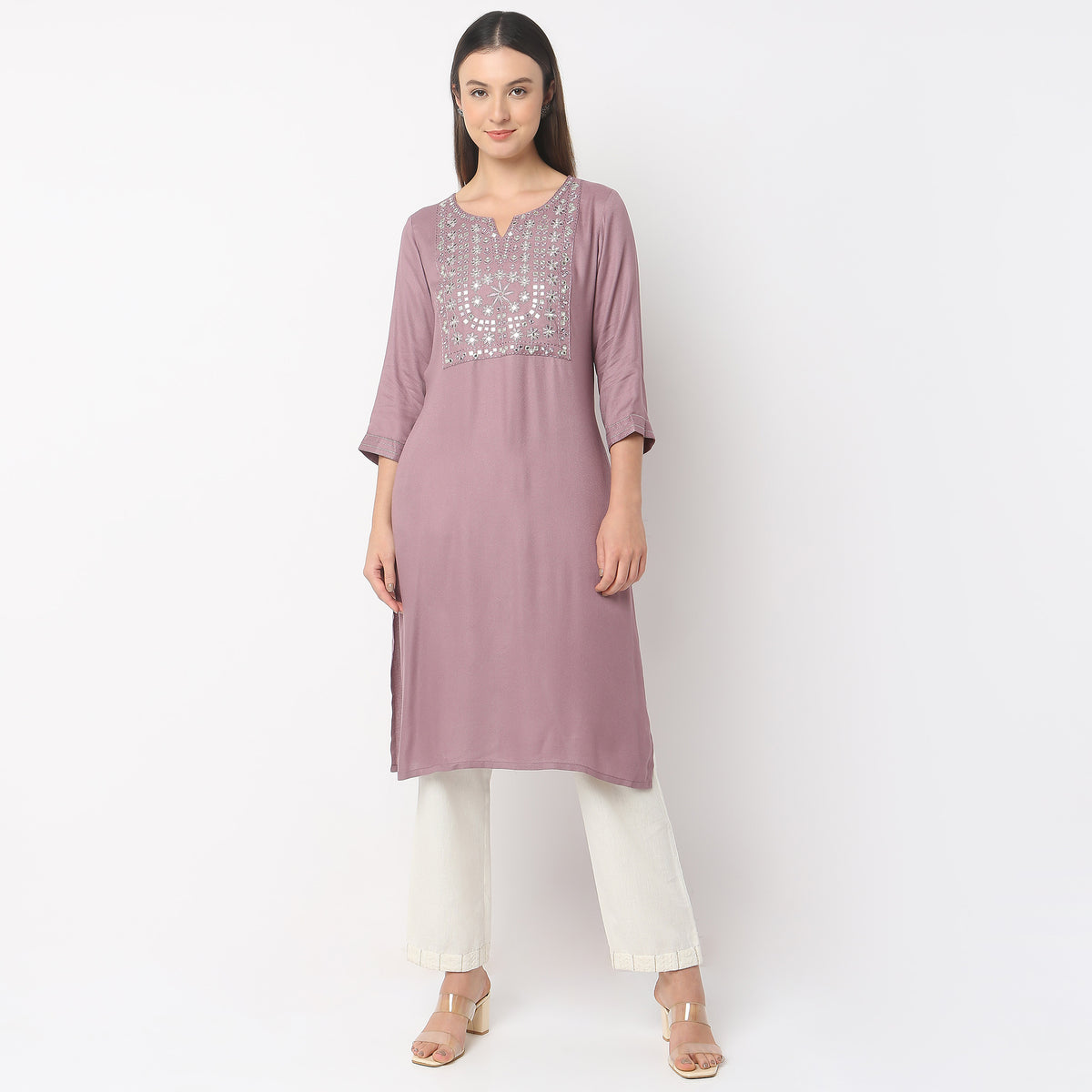 Flare Fit Embroidered Kurta