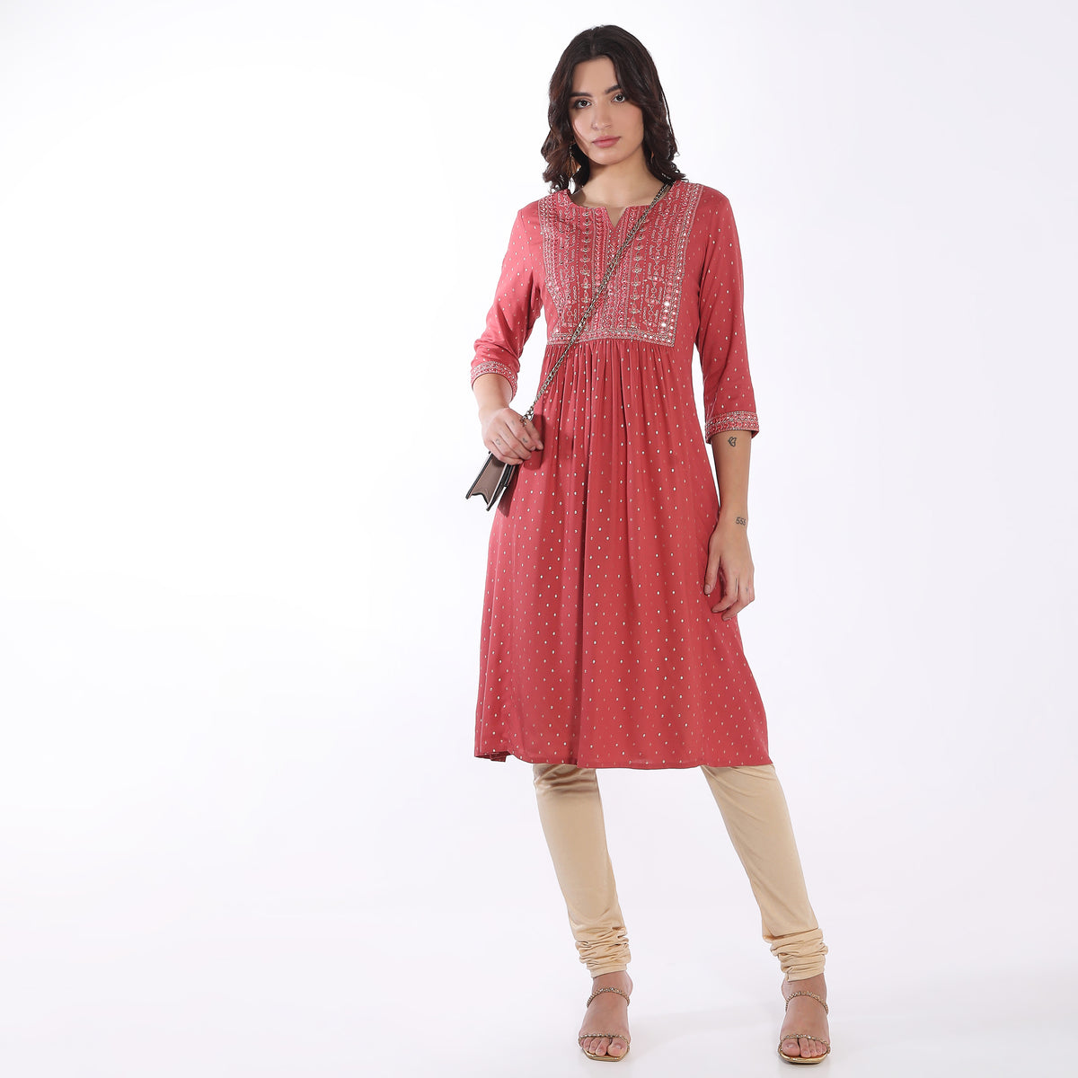 Flare Fit Embroidered Kurta