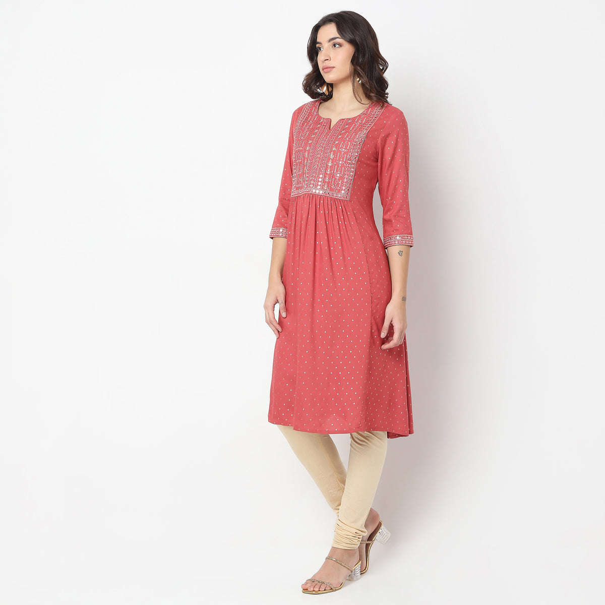 Flare Fit Embroidered Kurta