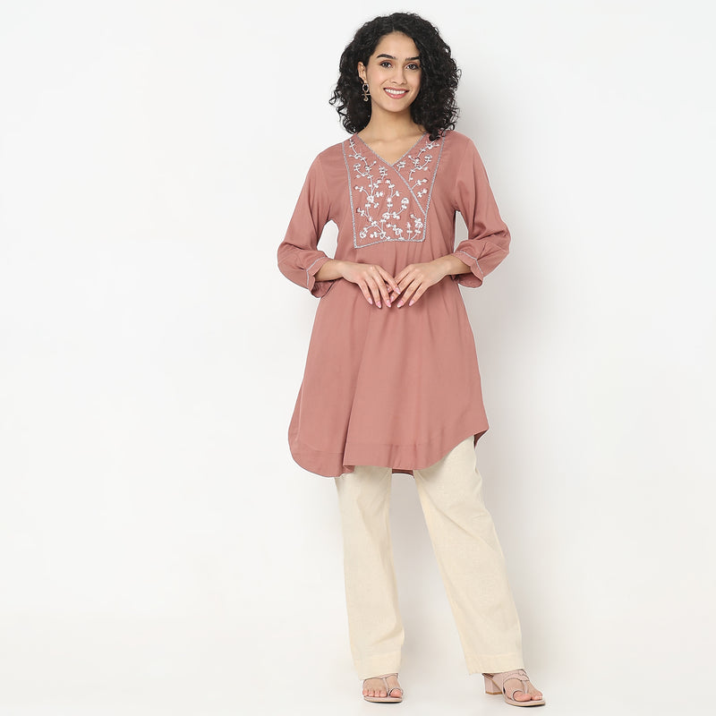 Flare Fit Embroidered Kurta